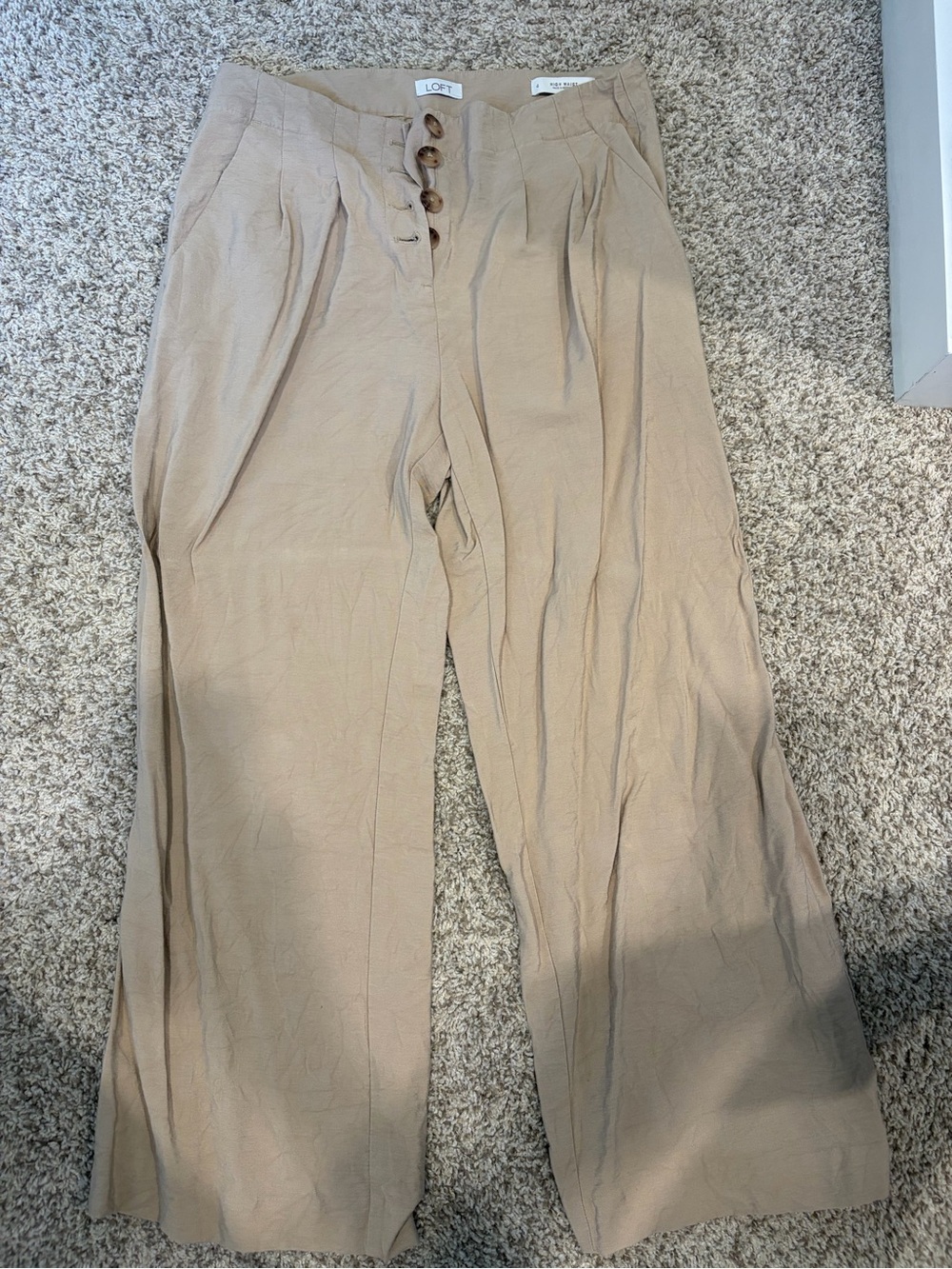 LOFT women’s Casual Wide-Leg Pants in Beige